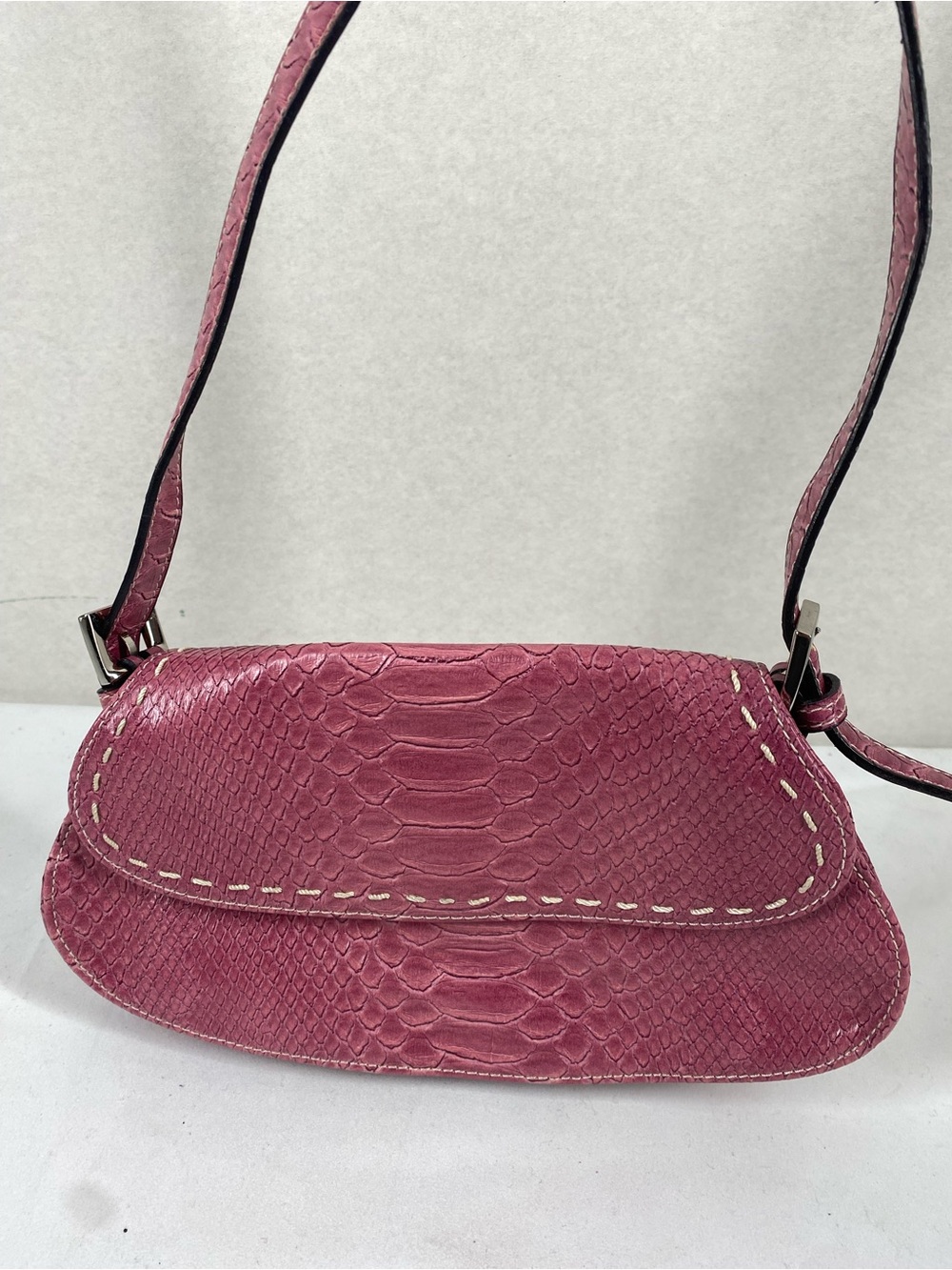 Liz Claiborne Women's Pink Embossed Leather Shoulder Bag